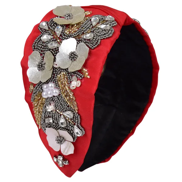Premium_Red_With_Golden_Flowers_Embroidery_Hair_Band_For_Girls