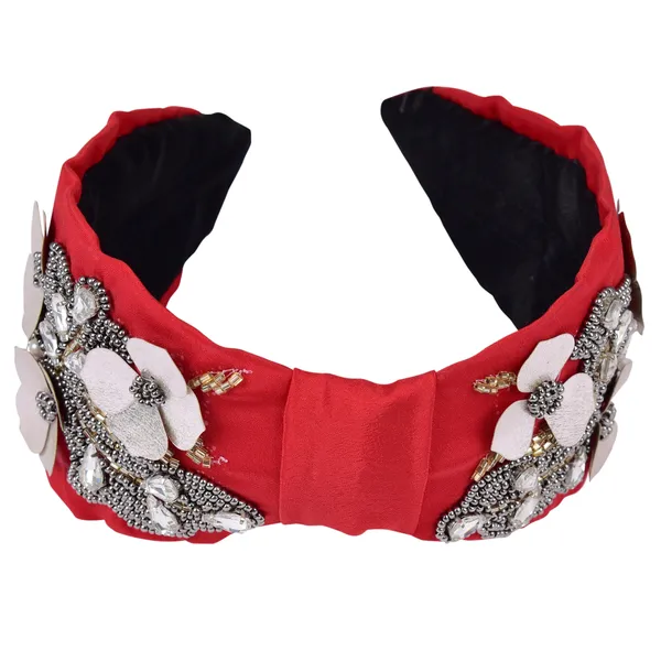 Premium_Red_With_Golden_Flowers_Embroidery_Hair_Band_For_Girls