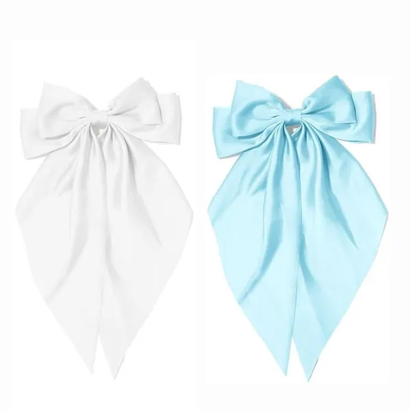 Premium_Satin_Silk_Double_Hair_bow_Scarf_clip_Combo_For_Girls