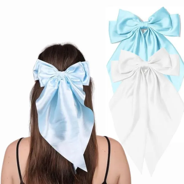 Premium_Satin_Silk_Double_Hair_bow_Scarf_clip_Combo_For_Girls