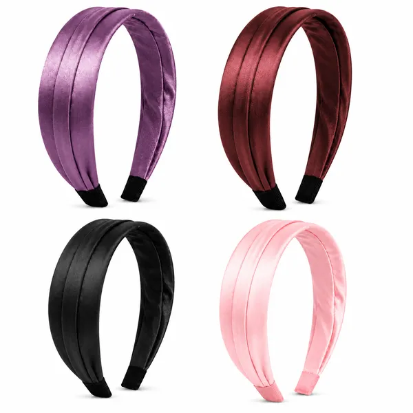 Premium_Satin_Silk_Drapped_Headband_For_Girls_&_Women___Set_Of_4_Pcs(Multicolor)