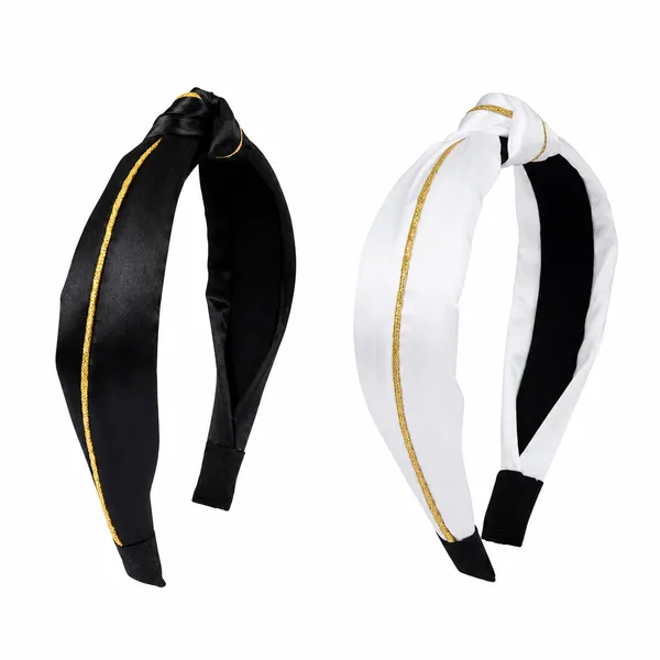 Premium_Satin_Silk_Golden_Line_Turban_Hair_Band_For_Girls_&_Women__Pack_of_2_Pcs(_White_,Black)