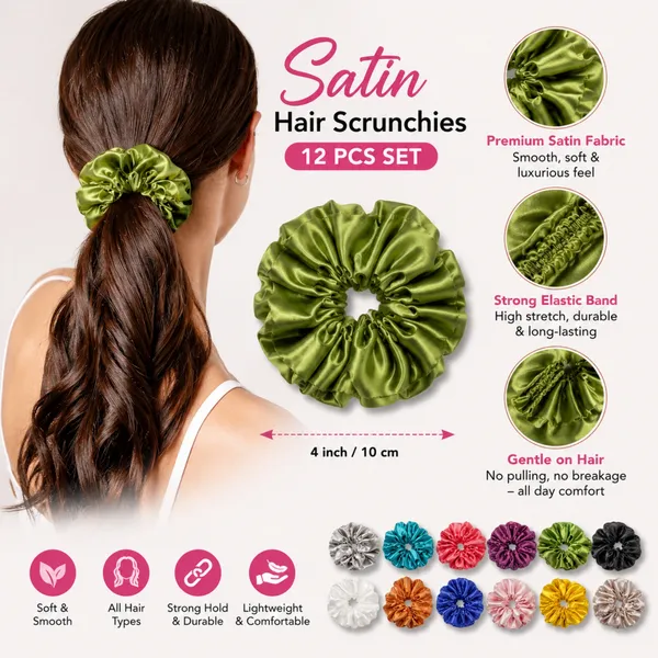Premium_Satin_Silk_Hair_Scrunchies_For_girls_&_women_Set_Of_12_Pcs