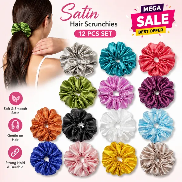 Premium_Satin_Silk_Hair_Scrunchies_For_girls_&_women_Set_Of_12_Pcs