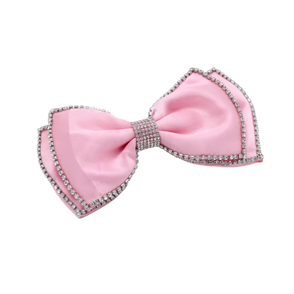 Premium_Satin_silk_Double_Bow_Rhinestones_Clip_For_girlsHa