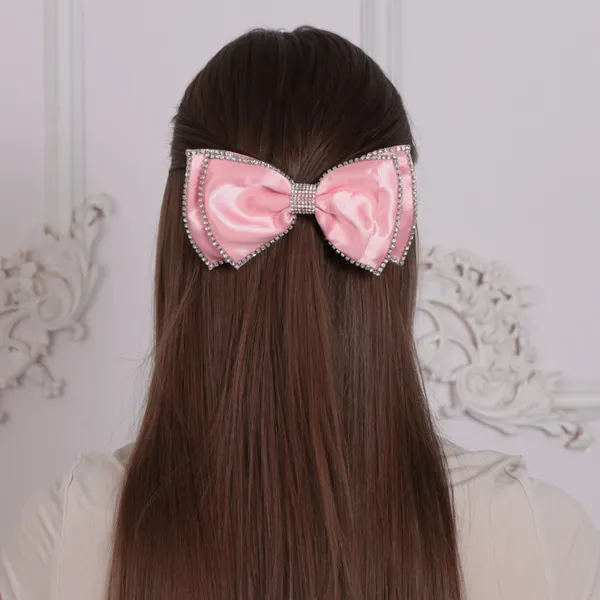 Premium_Satin_silk_Double_Bow_Rhinestones_Clip_For_girlsHa