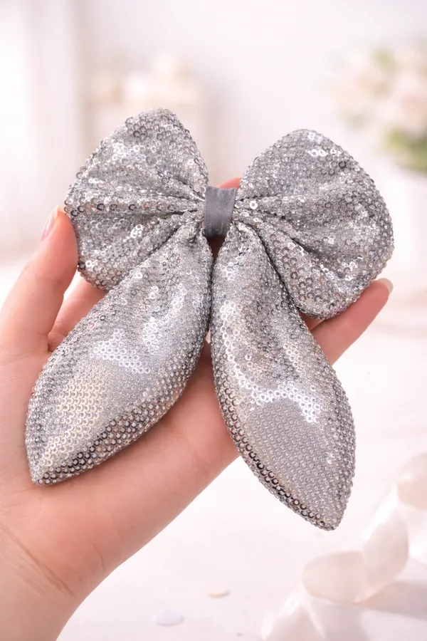 Premium_Silver_Sequence_Rabbit_Bow_Clip_For_Girls