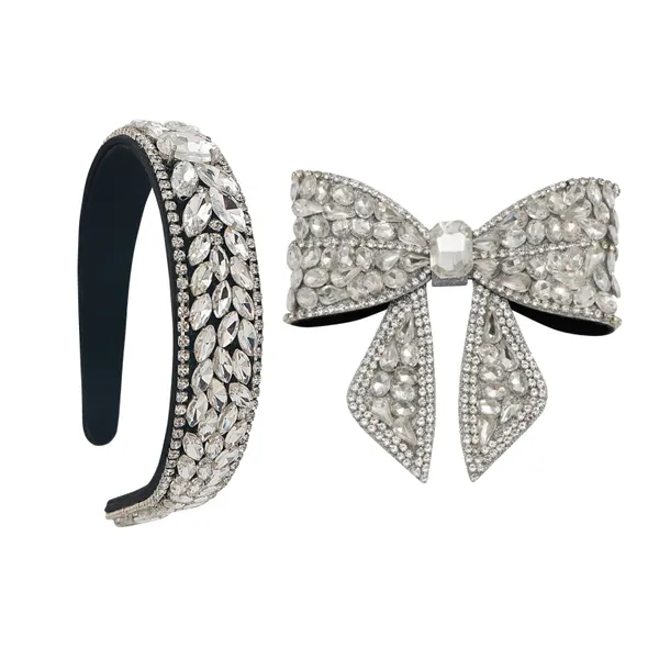 Premium_Silver_Studded_Rhinestone_Hair_Bow_Clip_&_Hair_Band_Combo_for_Girls_