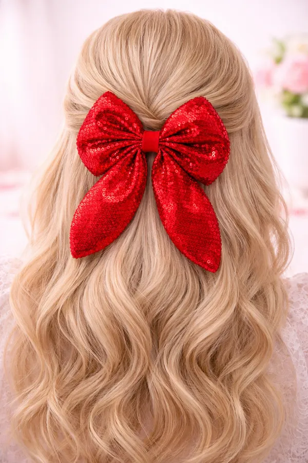 Premium_Sparkly_Red_Sequence_Bow_Clip_For_Girls