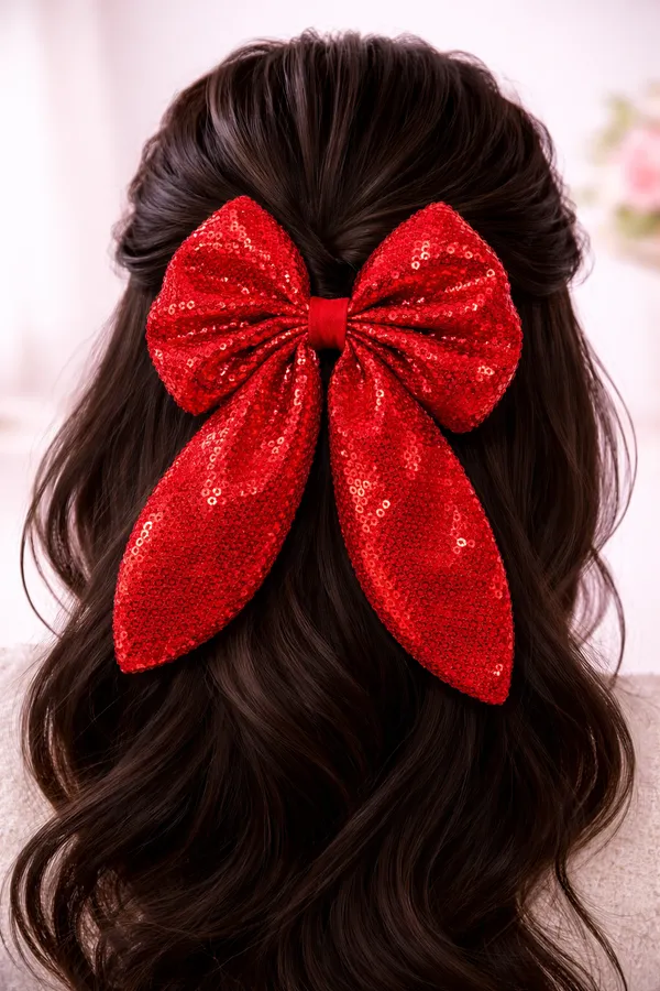 Premium_Sparkly_Red_Sequence_Bow_Clip_For_Girls