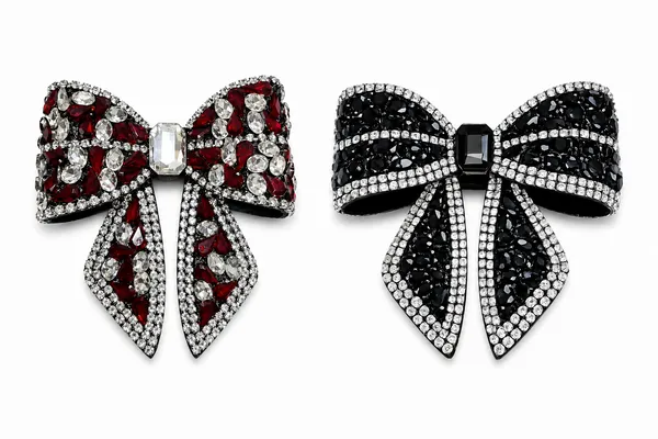 Premium_Studded_Rhinestones_Hair_Bow_Clip_combo_for_Girls___Maroon_,Black_