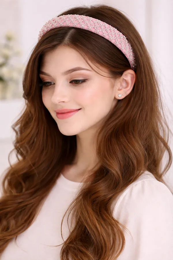 Premium_Zigzag_Pink_Crystal_Hair_Band_For_Girls