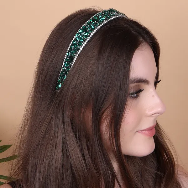 Premium_emerald,_green_Rhinestones_Hair_band_&_Hair_Bow_Clip_Combo_For_Parties_&_function_