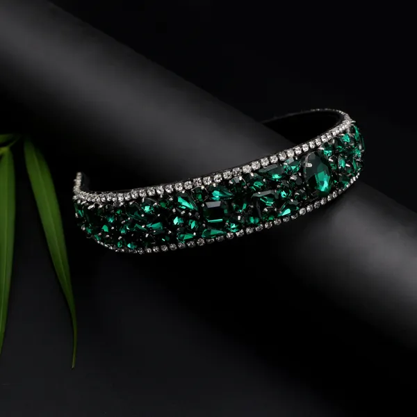 Premium_emerald,_green_Rhinestones_Hair_band_&_Hair_Bow_Clip_Combo_For_Parties_&_function_