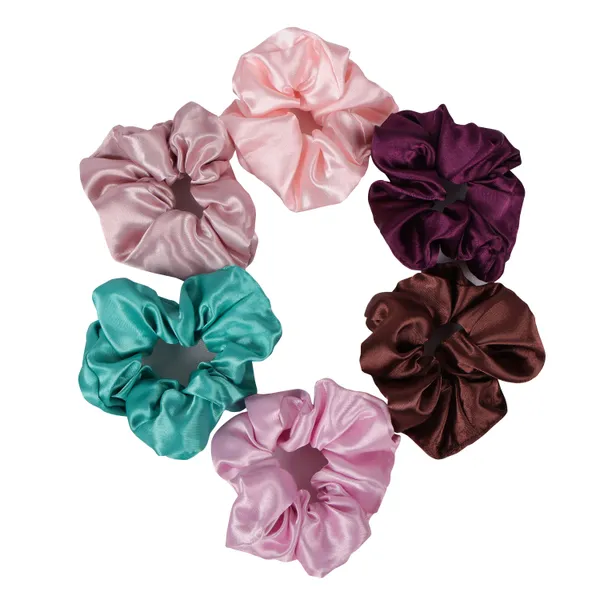 Premium_satin_silk_Multicolor_Scrunchies_For_Girls_Set_Of_6_Pcs
