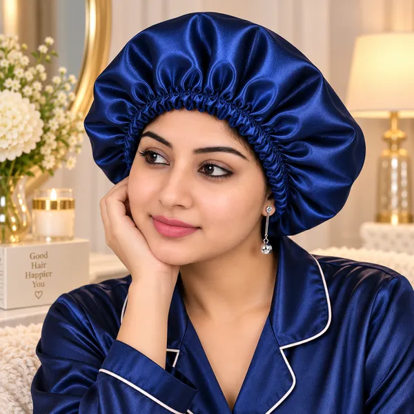 Navy_Blue_Satin_Silk_Double_Layer_Thin_Elastic_Hair_Bonnet/Sleeping_Cap_For_Women_(Pack_of_1)