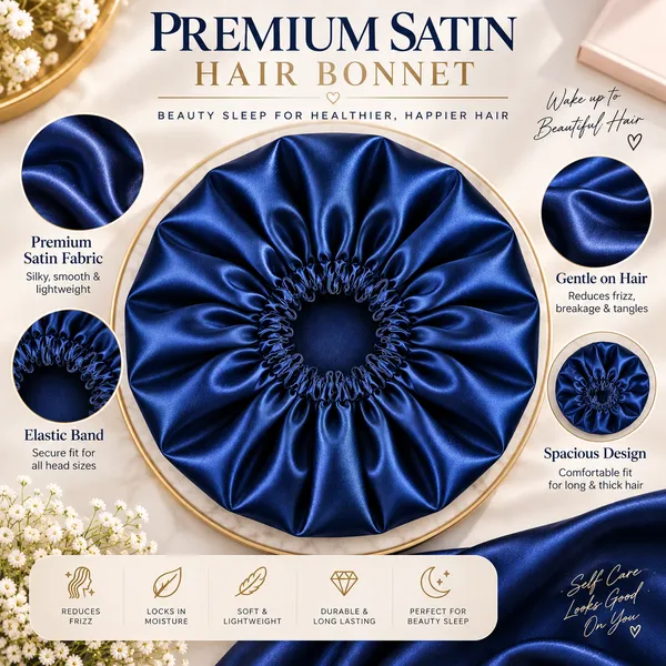 Navy_Blue_Satin_Silk_Double_Layer_Thin_Elastic_Hair_Bonnet/Sleeping_Cap_For_Women_(Pack_of_1)