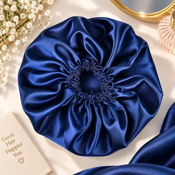 Navy_Blue_Satin_Silk_Double_Layer_Thin_Elastic_Hair_Bonnet/Sleeping_Cap_For_Women_(Pack_of_1)