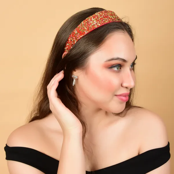 Red/Gold_Fancy_Handmade_Sprinkle_Stone_Hair_Band_For_Girls_