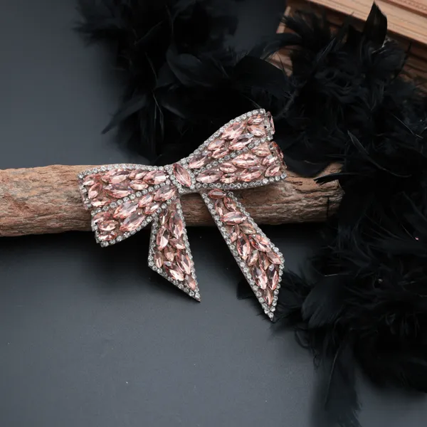 Rose_Gold_Embellished_Rhinestone_Hair_Bow_Clip_For_Girls