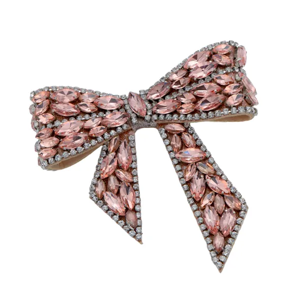 Rose_Gold_Embellished_Rhinestone_Hair_Bow_Clip_For_Girls