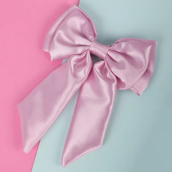 Baby_Pink_Satin_Silk_Double_Bow_Alligater_Hair_Clip_For_Women_(Pack_of_1)