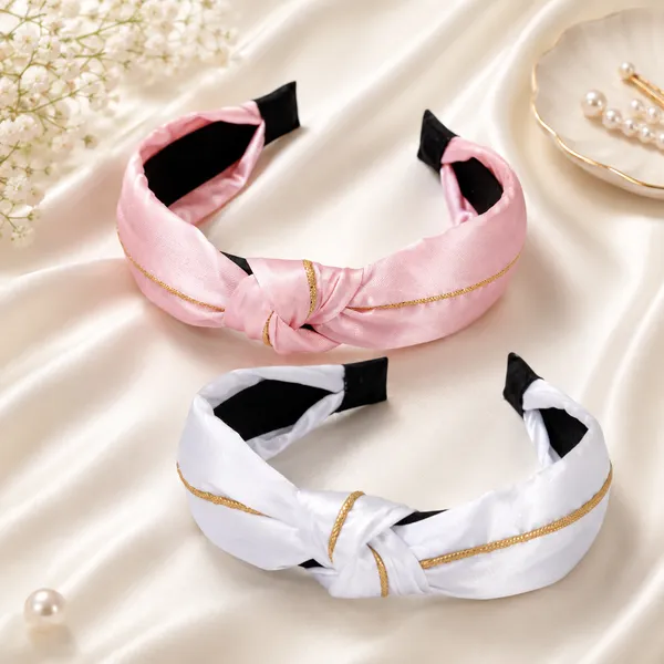 Shiny_Satin_Silk_Twist_Knot_Golden_line_Headband_for_Women_&_Girls__Set_of_2_Pcs_(White,_Pink)