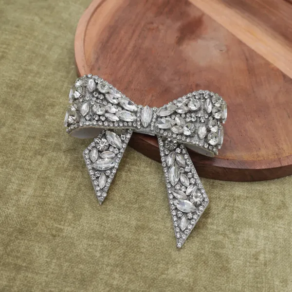 Silver_Premium_Rhinestone_Hair_Bow_Clip_For_Girls