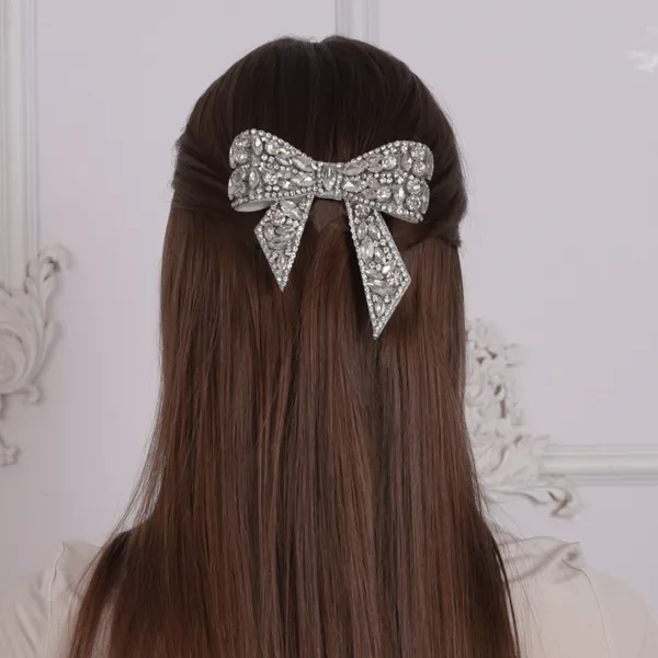 Silver_Premium_Rhinestone_Hair_Bow_Clip_For_Girls