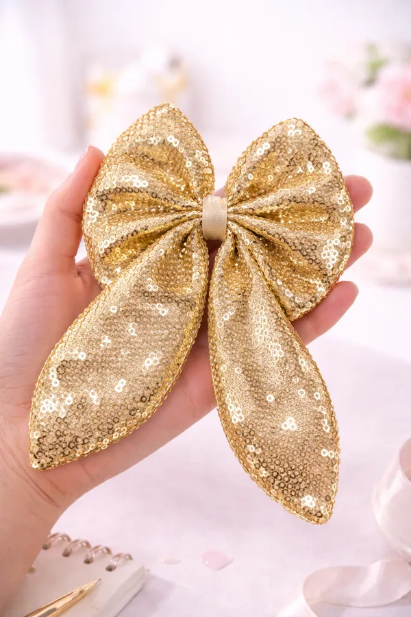 Sparkly_Gold_Sequence_Rabbit_Hair_Bow_Clip_For_Girls