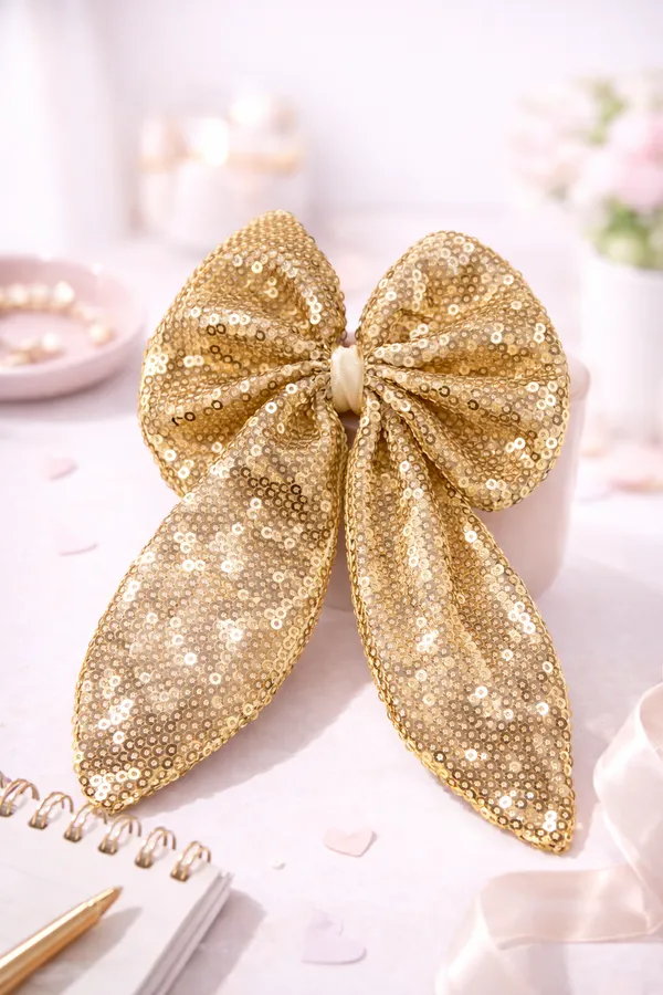 Sparkly_Gold_Sequence_Rabbit_Hair_Bow_Clip_For_Girls