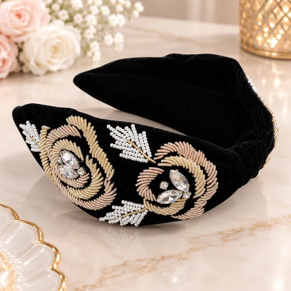 Black_Fancy_Rose_Embroidered_Hair_Band_For_Girls_(Pack_of_1)