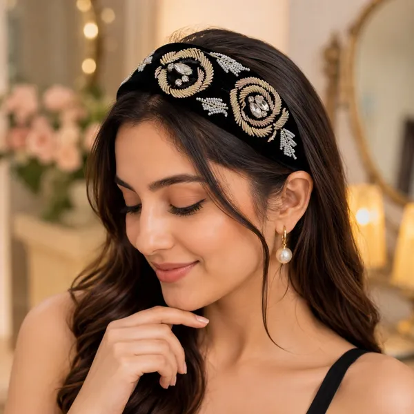 Black_Fancy_Rose_Embroidered_Hair_Band_For_Girls_(Pack_of_1)