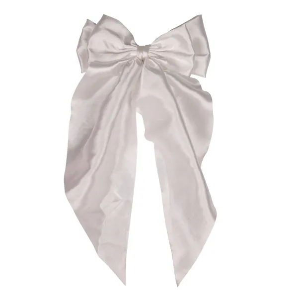 White_Premium_Satin_Silk_Double_Bow_Scarf_Hair_Clip_For_Girls