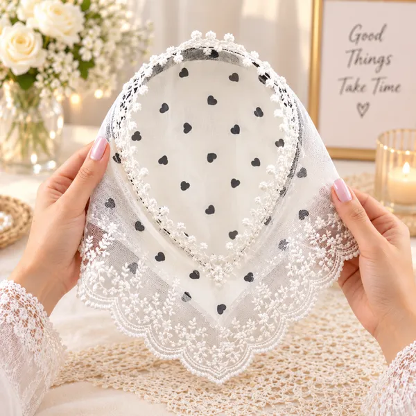 Women’s_White_Head_Scarf_with_Black_Heart_Print_&_Lace_Trim_|_Stylish_Fabric_Hair_Covering_Bandana_|_Comfortable_Hair_Accessory_for_Girls_&_Women