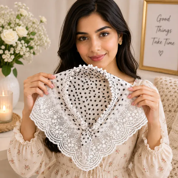 Women’s_White_Polka_Dot_Head_Scarf_with_Lace_Trim_|_Stylish_Fabric_Hair_Covering_Bandana_|_Cute_&_Elegant_Hair_Accessory_for_Girls_&_Women