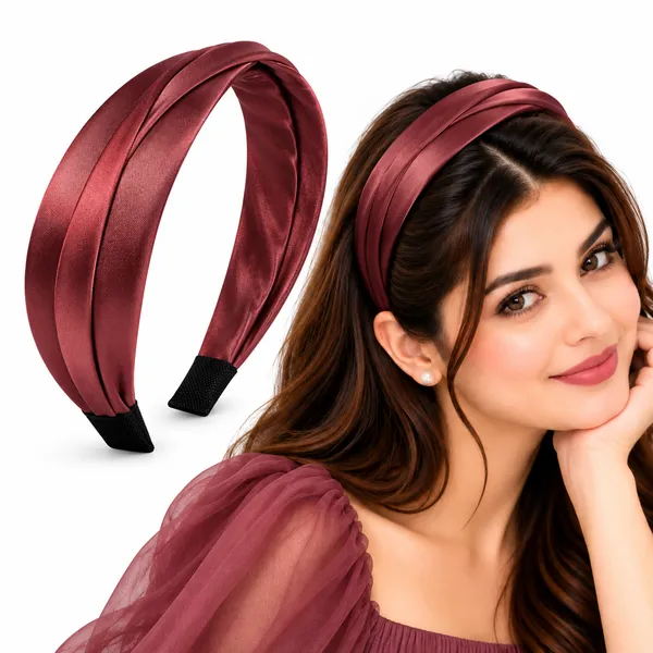 Brown_Casual_Wear_Silk_Draped_Headband_For_Girls_(Pack_of_1)