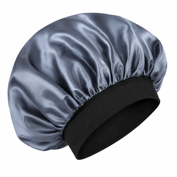 Grey_Satin_Silk_Double_Layer_Wide_Elastic_Hair_Bonnet/Sleeping_Cap_For_Women_(Pack_of_1)