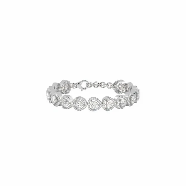 White_18Kt_Plating_Heart_Cubic_Zirconia_Diamond_Bracelet_For_Women