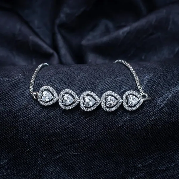 White_18Kt_Plating_Heart_Cubic_Zirconia_Diamond_Bracelet_For_Women