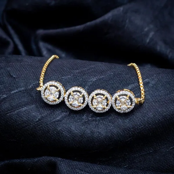 Gold_18Kt_Plating_Round_Cubic_Zirconia_Diamond_Bracelet_For_Women