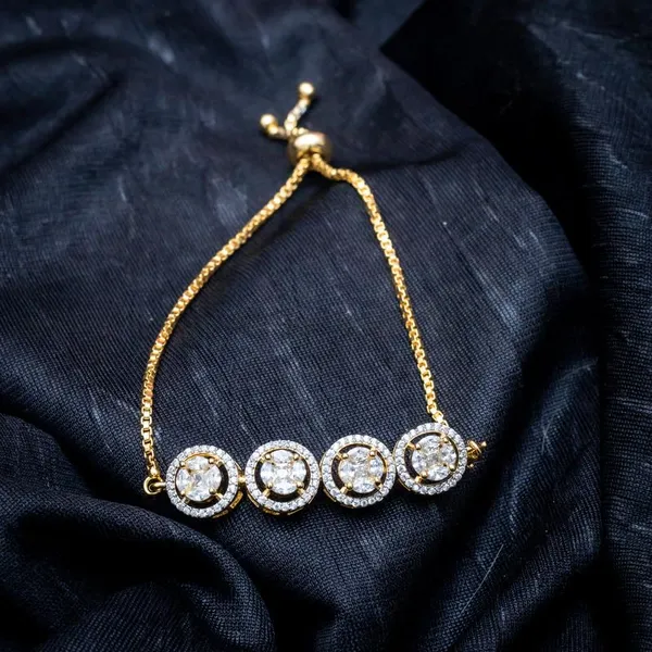 Gold_18Kt_Plating_Round_Cubic_Zirconia_Diamond_Bracelet_For_Women