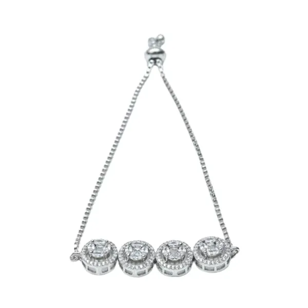 White_18Kt_Plating_Round_Cubic_Zirconia_Diamond_Bracelet_For_Women