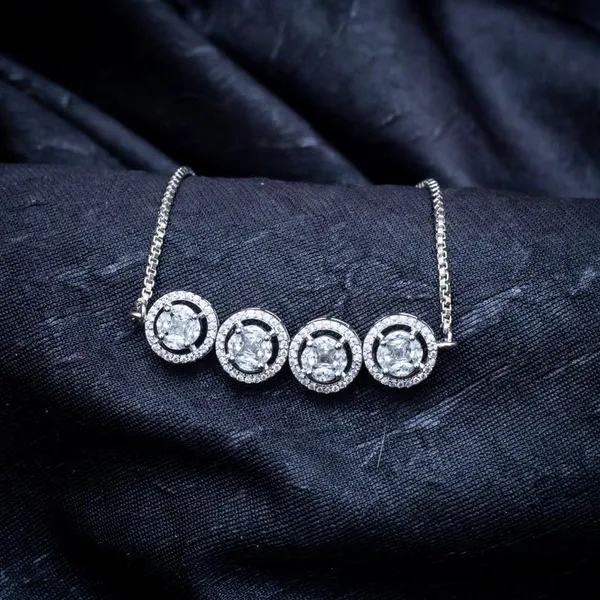 White_18Kt_Plating_Round_Cubic_Zirconia_Diamond_Bracelet_For_Women