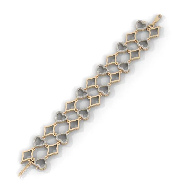 Gold_18Kt_Plating_Heart_Chain_Cubic_Zirconia_Diamond_Bracelet_For_Women