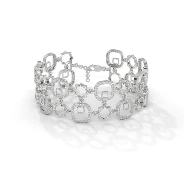 White_18Kt_Plating_Geomertic_Marquis_Cubic_Zirconia_Diamond_Bracelet_For_Women