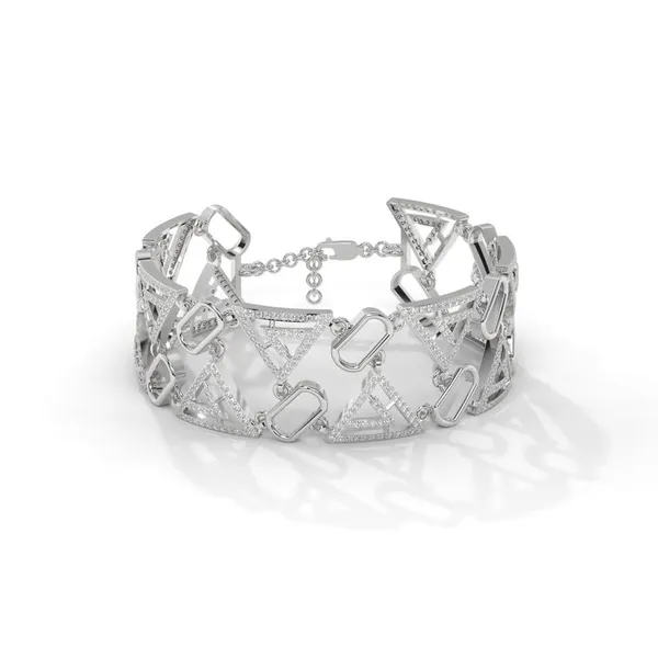 White_18Kt_Plating_Geometric_Link_Triangle_Cubic_Zirconia_Diamond_Bracelet_For_Women