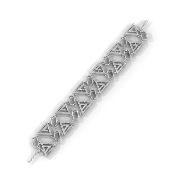 White_18Kt_Plating_Geometric_Link_Triangle_Cubic_Zirconia_Diamond_Bracelet_For_Women