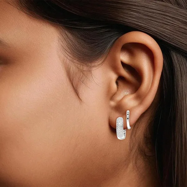 White_18Kt_Plating_Zirconia_Diamond_Studded_Double_Hoop_Earrings_For_Women