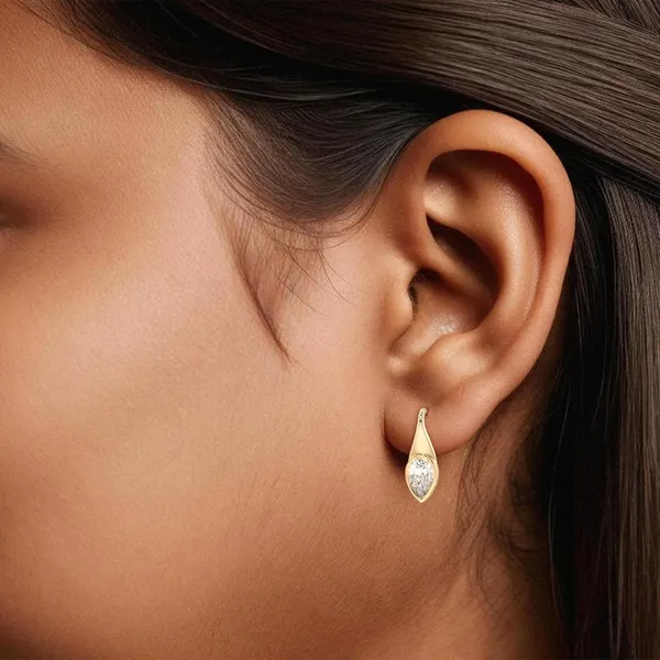 Gold_18Kt_Plating_Pear_Solitaire_Hoop_Earrings_For_Women